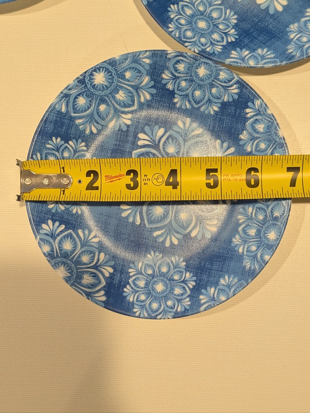 6 Corelle Lisbon Terrace Blue Appetizer Salad Plates, 6.75" Vitrelle Glass Set - Picture 2 of 11